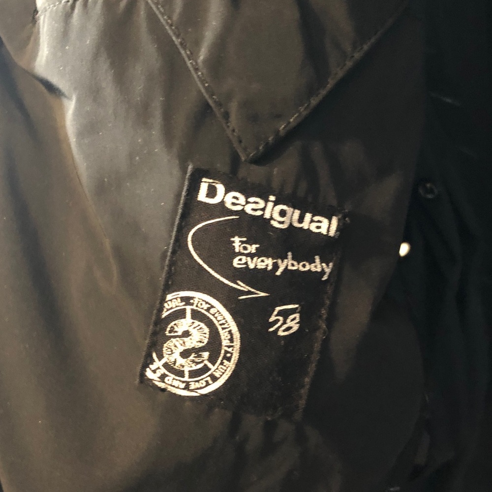 Desigual dark blue Men’s coat with Logo Patch